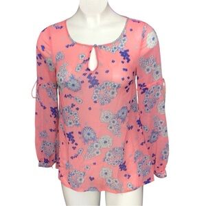 Modcloth Floral Blouse in Pink and Blue size XS small